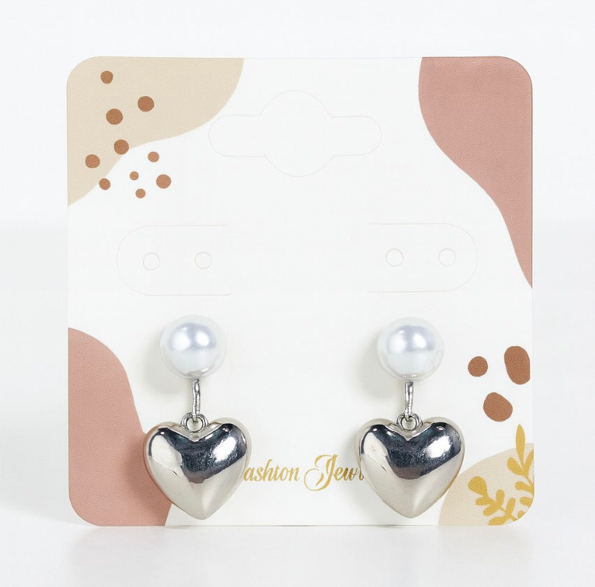 Pearl Heart Drop Earrings