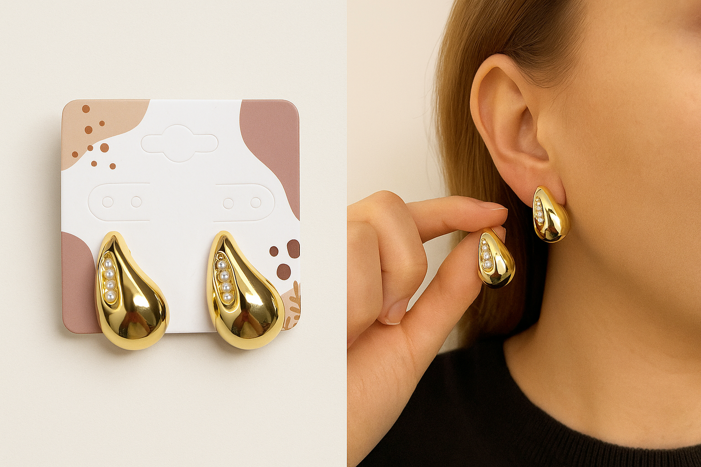 Chunky Tear Drop Pearl Earrings