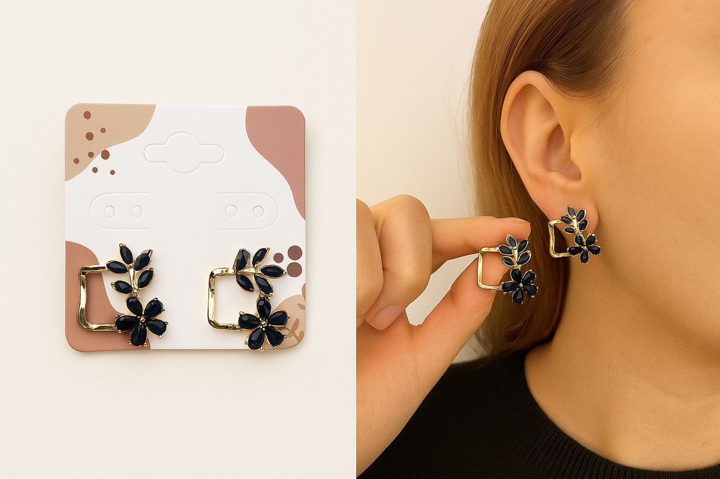 Black Leafy Bliss Earrings