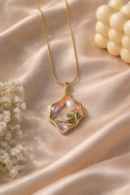 Pastel Flora Pearl Necklace