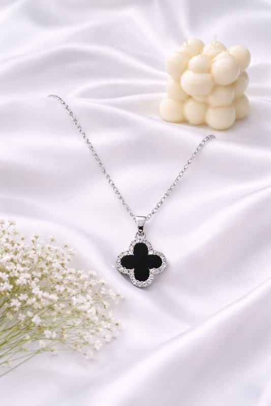 Black Clover Silver Necklace