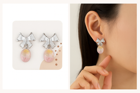 Floral Crystal Bow Earring