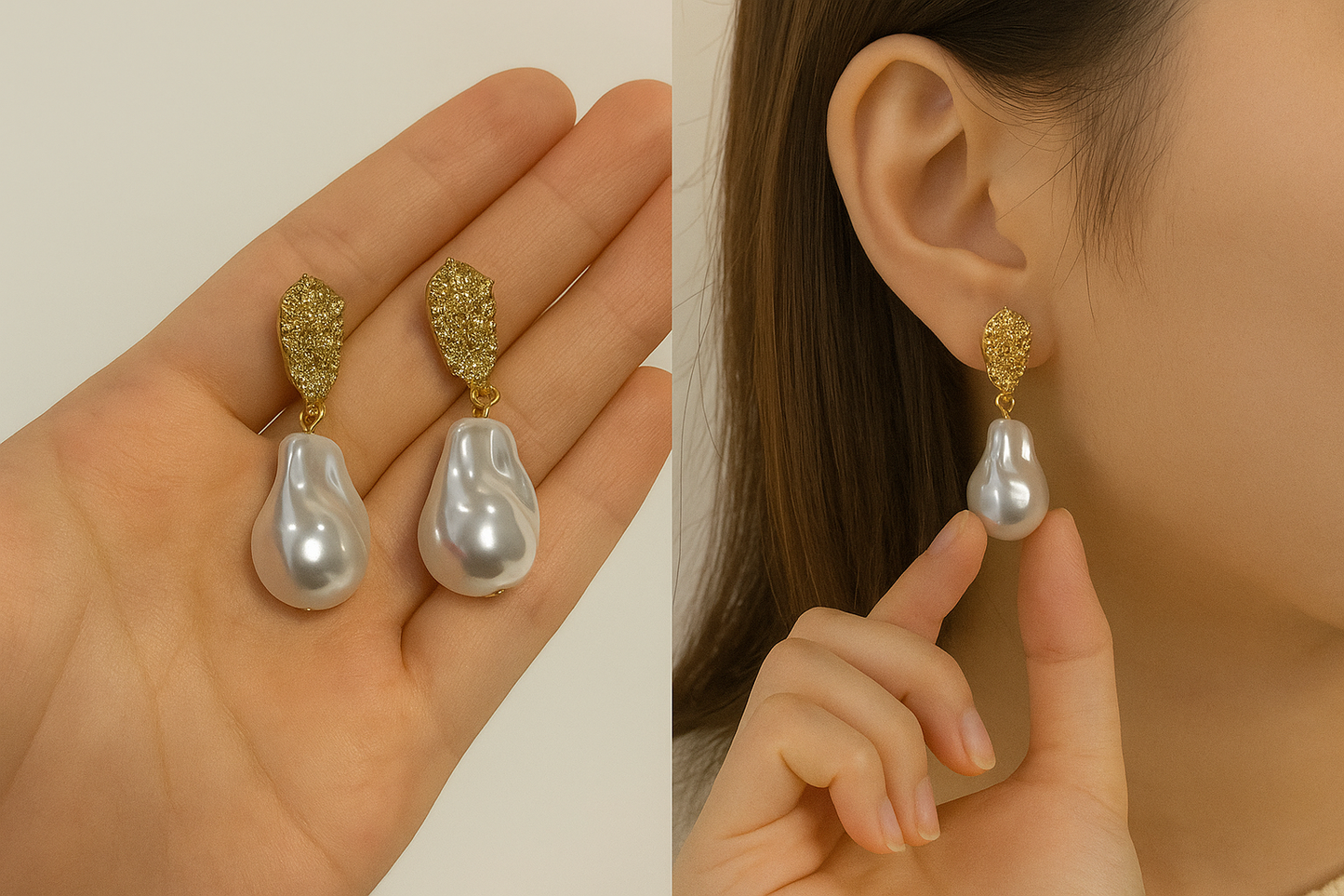 Golden Dew Pearl Drop Earrings