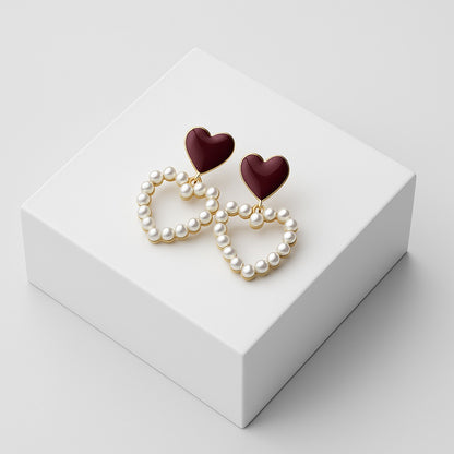 Heart and Pearl Earrings