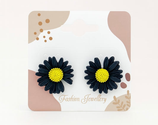 Black Daisy Earrings